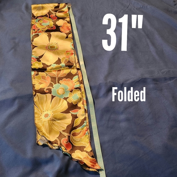 Space Age Inc. A  Beautiful Multi-Sized Floral Print Satin Scarf/Belt - Picture 5 of 7